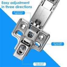 4 Szt. 180-Stopniowe Zawiasy Szafkowe Ukryte Hydraulicznie Regulowane Zawiasy Montażowe Zawiasy Szafkowe z Cichym Domykiem Stal Walcowana na Zimno