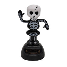 Halloween Solar Dancing Figures Skull Head Ornament for Car Dashboard Halloween Theme Decor