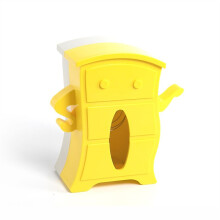 Living Room Desktop Toilet Tissue Box Custom with Elastic Support Wall-Mounted Tissue Storage Box Yellow & White