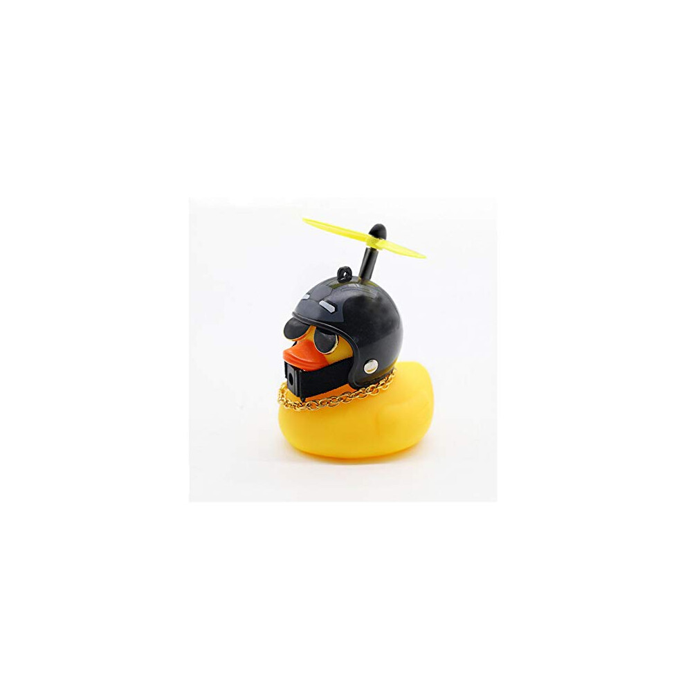 Car Dashboard Ornament Rubber Duck With Propeller Helmet Cute Car Decoration Yellow/Black 9092120813036