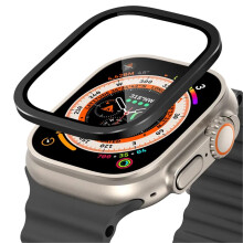 Tempered Glass Screen Protector with Titanium Frame Black 2 Anti‑Scratch for Apple Watch Ultra 49mm