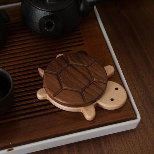 Solid Wood Insulation Mat Cute Turtle Shape Kettle Tea Coaster Tableware Anti-Scald Table Ornaments