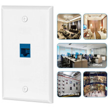 20x Cat6 Ethernet Wall Plate Outlet 1 Port RJ45 Network Female to Female Wall Coupler Jack Plate White &
