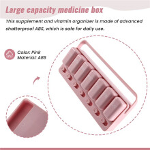 Wöchentlicher Pillen-Organizer - Einmal Täglich, Tragbare Pillendose für Vitamine, Fischöl/Nahrungsergänzungsmittel, Medikamentenerinnerung, Rosa
