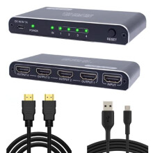 4K HDMI Splitter 1 in 4 Out, USB Powered with 3D Support, Stable Signal for PS5, Xbox and TV