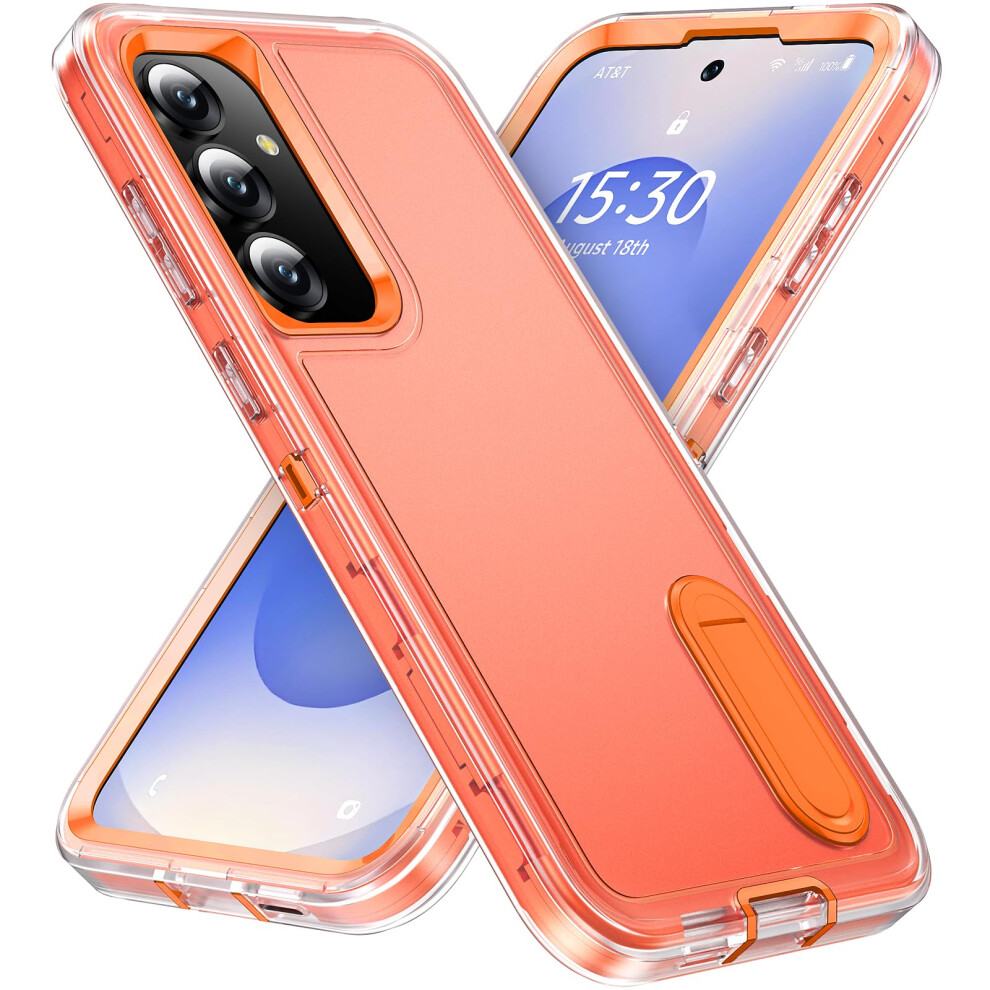 Clear Case With Kickstand, Shockproof Militarygrade Protective Cover For Samsung Galaxy S25 Plus Orange 9771547074779