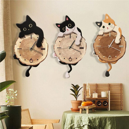 Relógio de Parede Divertido com Gato, Elegante e Fofo, com Pêndulo, para Decoração de Quarto, Quarto Infantil, Casa e Presente A 2