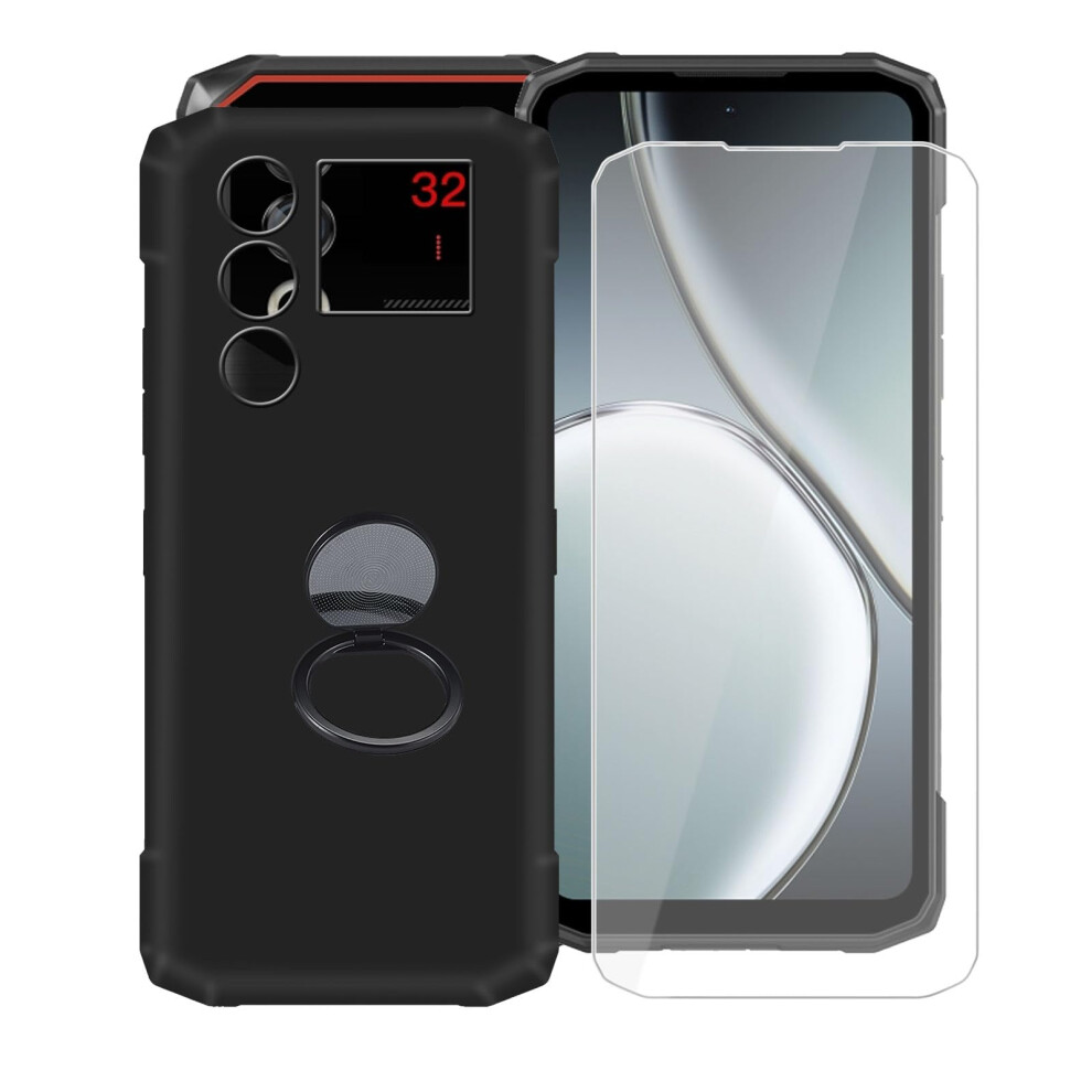 Shockproof Tpu Case With 360 Ring Kickstand And Tempered Glass For Doogee Blade 10 Max 6.56 Inch Black 9092120813791