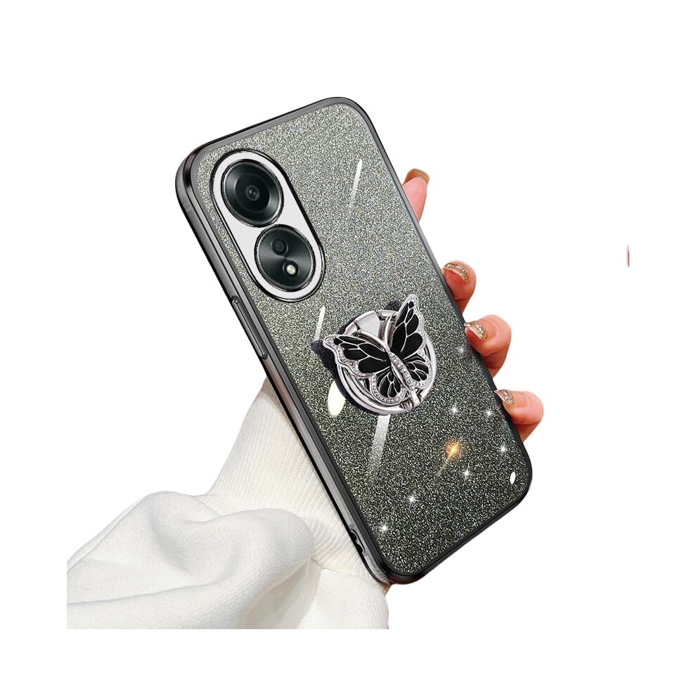 Case For Oppo A58 5G Glitter Shockproof Butterfly Kickstand Antiscratch Electroplated Tpu Cover Black 9771547075196