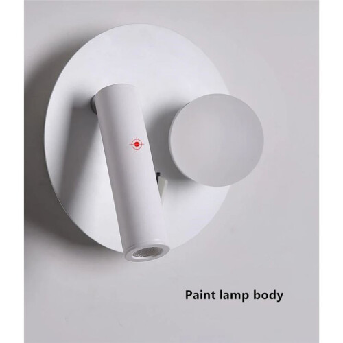 Adjustable White Wall Lamp with 350 Rotation, Backlight,  - Ideal for Hotel Bedroom, Bedside, Study & Reading