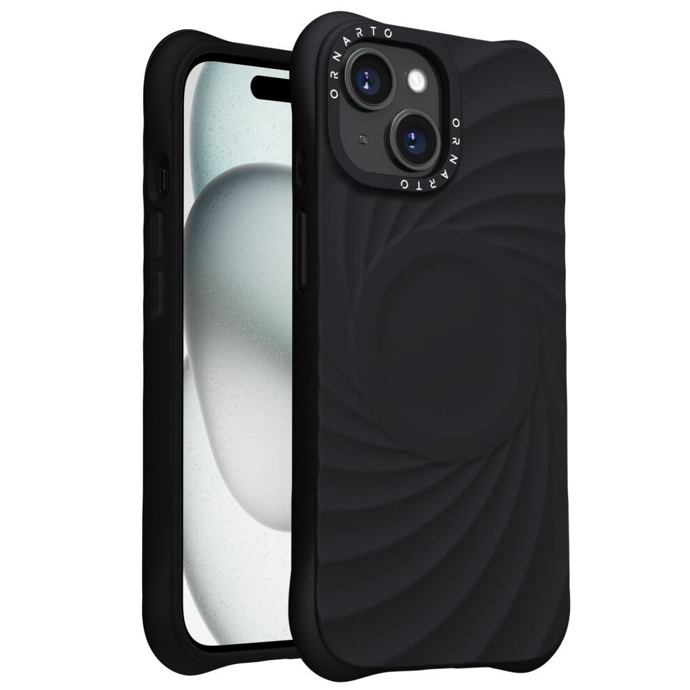 Slim Liquid Silicone Case For Iphone 15, Compatible With Magsafe, 2X Military Drop Protection Black 9771547075318