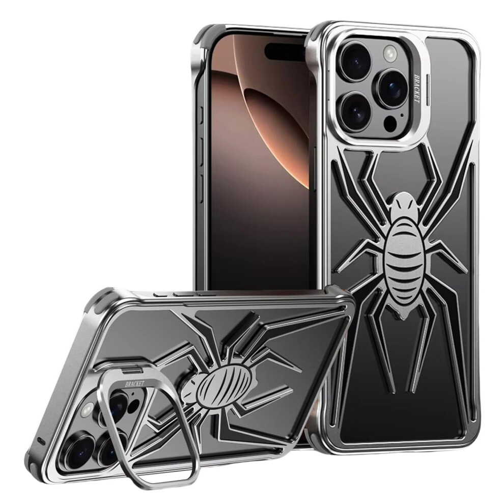 Case Full Metal Frameless Aluminum Alloy With Kickstand Heat Dissipation For Iphone 16 Pro Max Silver 9771547075394
