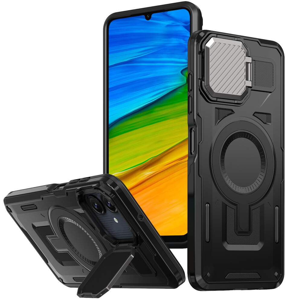 Magnetic Case With Metal Camera Stand For Samsung Galaxy A06 4G, Magsafe Compatible Military Grade Protection Black 9771547075448