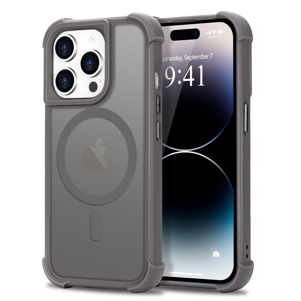 Slim Shockproof Translucent Matte Cover With Antiscratch Protection Compatible With Magsafe And Iphone 14 Pro Max Grey 9092120814446