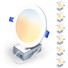 6" 5CCT Dimmable Canless Recessed Light, Damp Rated, 2700K-5000K, 1200LM, 12W, 120V, ETL&FCC