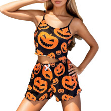 Ladies' Halloween Funny Printed Pajamas Sexy Tops Shorts Sets And Home Wear Halloween Pajamas for Women