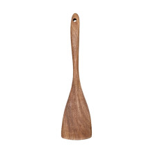 Teak Wooden Spatula – Natural Non-Scratch Cooking Utensil, Long Handle for Pan & Wok, 12.4"x2.9", 1PC
