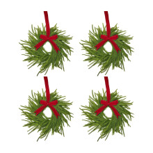 Pre-Lit 38cm Artificial Wreath with Bow, Cones & Berries – Indoor/Outdoor Christmas Ornament, Compatible with Standard Hooks