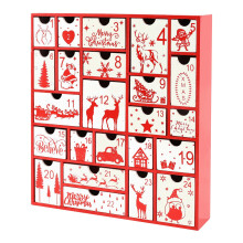 Houten kerstkalender met 24 lades, aftelkalender voor de feestdagen, herbruikbare feestelijke decoratie voor thuis.