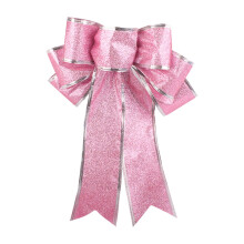 Christmas Hanging Ornaments Christmas Pendant Multicolor Shiny Glitter Pink Christmas Bow Ribbon Christmas Tree Decoration Pendant Christmas Bow