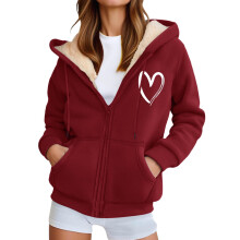 Sweat à capuche unisexe en polaire avec veste d'hiver zippée imprimée
