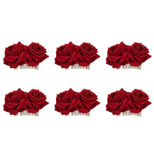 6X Rose Flower HåRkläMma Slide Flamenco Dancer Pin Flower Brosch Lady HåRstyling Clip HåRaccessoarer