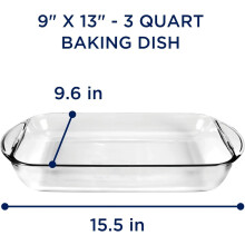 Aflangt ildfast glasfad – ovn- og opvaskemaskinesikker, kompatibel med lasagne, brownies, gryderetter