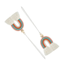 2pcs Boho Macrame Car Diffuser Charm for Rearview Mirror, Nordic Style 2 in 1 Essential Oil Ornament