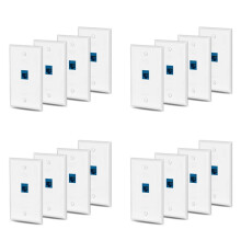 16X Cat6 Ethernet Wall Plate Outlet 1 Port RJ45 Network Female to Female Wall Coupler Jack Plate White &