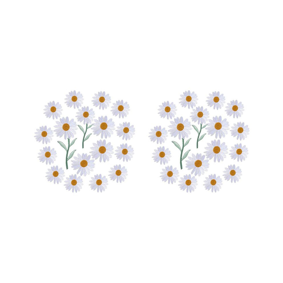 34Pcs Daisy Flower Embroidered Patch Iron/Sew Applique For Dress Backpack Jacket (White) 6032212915180