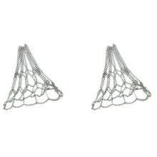 2X Sport Eisen Kette Basketball Netz Draussen 12 Schlaufen Standard Schwer Last Basketball Tor Ersatz Netz,Silber