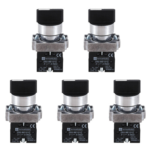 5Pcs 22mm Latching 2 NO 3-Position Rotary Selector Select  ZB2-BE101C Black