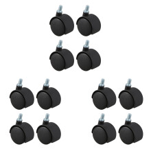 Kunststoff Lenkrolle 8mm Schraube Stengel 1,5 Zoll Durchmesser Rad 12 Stueck Schwarz