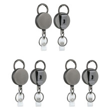 6 Bobine Portabadge Retrattili per Impieghi Gravosi, Porta Badge Identificativo In Metallo con Portachiavi con Clip da Cintura per Portachiavi con
