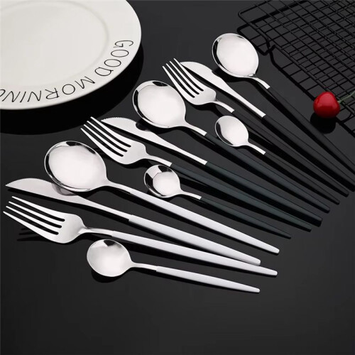 16Pcs  Silver Dinnerware Stainless Steel Cutlery Set Knife Tea Spoon Dinner Flatware Set Kitchen SilverwareTableware 2
