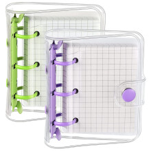 2 Sets Clear 3 Ring Binder Covers with Binder Inner Paper Bag Clear Soft PVC Notebook Closure Binder(Green,)
