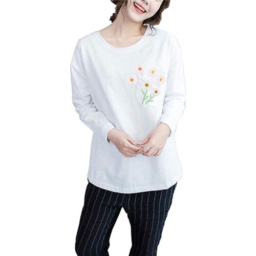34Pcs Daisy Flower Embroidered Patch Iron/Sew  Applique for Dress Backpack Jacket (White)