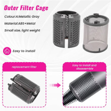 2X Hair Dryer Inner Filter + Outer Filter Cage for Hair Dryer HD01 HD03 HD08 Models, with Filter Cleaning Brush A