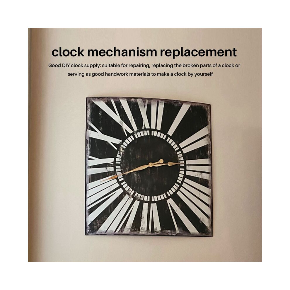 2X High Torque Long Shaft Clock Movement Mechanism With 12 Inch Long Spade Hands (Gold) 4714004268743