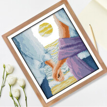 Stitch Kits Stamped of Embroidery Kits for Beginners DIY 11CT 3 Strands - Love 9.9X11.1(Inch)