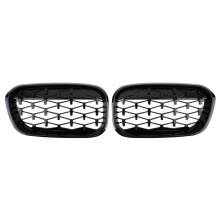 1 Par Frontal de Rim Diamond Style Grille Diamond Meteor Grills para - SéRie 1 F20 F21 2015-2017 Racing Grills Preto