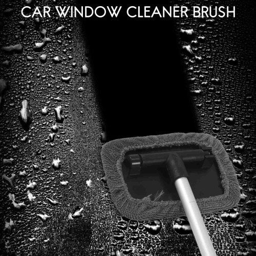 Car Window Cleaner Brush,Windshield Glass Cleaning Tool Extendable Aluminum Handle with 8Pcs Microfiber Covers 1