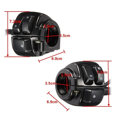 1 Pair Motorcycle Handlebar Control Lights  (25mm) with Wiring Harness for 1