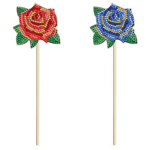 DIY Handmade Diamond Painting, Green Plant Flower Stick Ornaments, Plant Decoration, Knitted Stick, Diamond Embroidery C