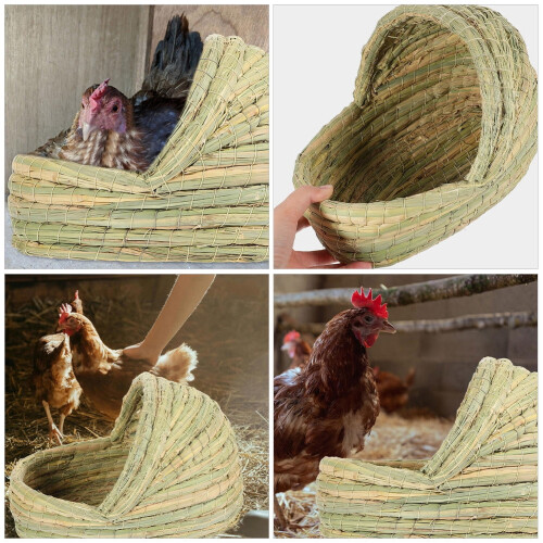 HEMOTON Woven Straw Chicken Nest Green One Size 1