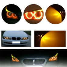 8000K Amber LED Angel Eye  Halo Light Bulbs Lamps for - E39 E53 E60 E63 E64 E66 E87 5 6 7 X3 X5 [Pack of 6 Pcs]