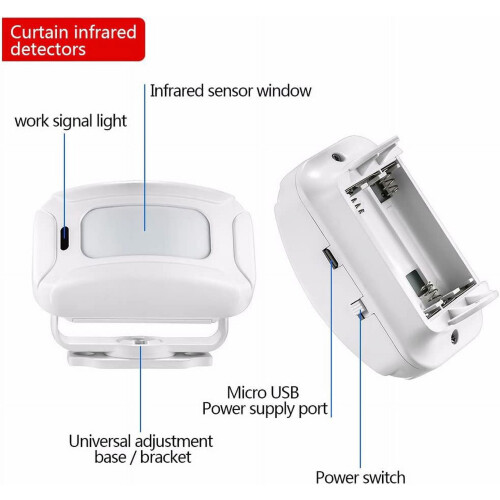 Wireless PIR Motion Sensor Door Chime with Extra Transmitter 2
