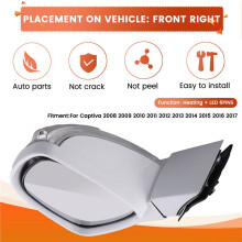 Side Rearview Mirror Assembly White 6PINS Heating+LED for Captiva 2008-2017 Door Wing Mirror 96818102 Right