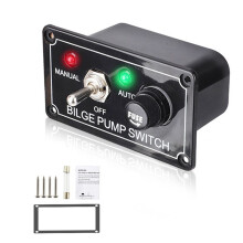 3X Pannello Interruttori per Pompa di Sentina Marina con Fusibile 12V con Spia LED Interruttore un Levetta un 3 Vie Manuale/Spento/Automatico