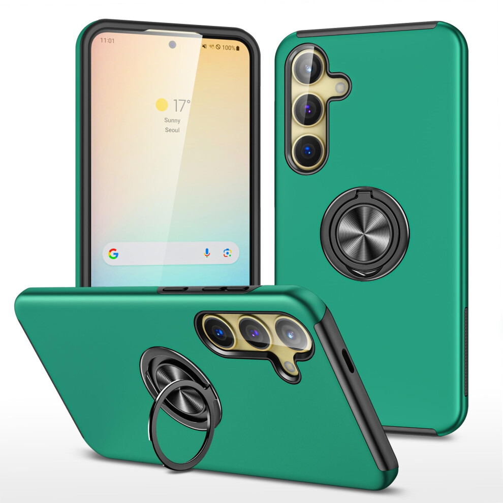 Case For Samsung Galaxy S24 Plus Dark Shockproof Fullbody Protection With 360 Ring Kickstand Green 9092120816983